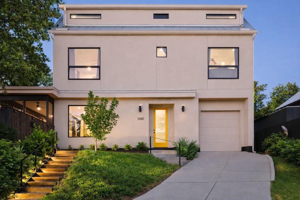 Luxury modern home exterior in Austin TX